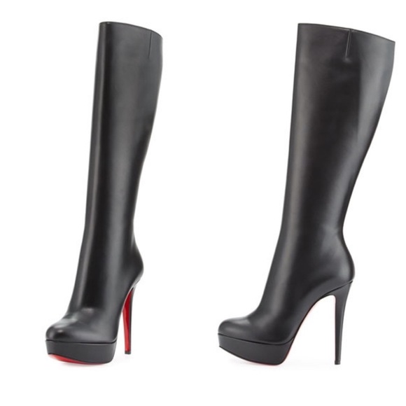 Christian Louboutin Shoes - Christian Louboutin Bianca Botta 140mm Red Sole Knee Boot Black leather Platform